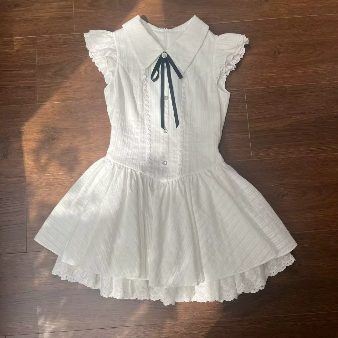 Robe à manches bouffantes style princesse, design 'French Sweet Girl', pour l'été, avec jupe moelleu