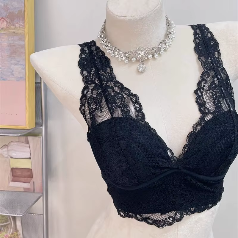 Soutien-gorge en dentelle blanche, sous-vêtements Sexy au dos, sans anneau en acier, vêtements intér