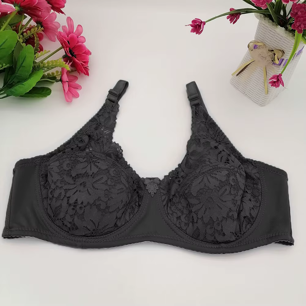 Soutien-gorge transparent pour femme, grande taille, sexy, en dentelle, avec armatures, push-up, rem