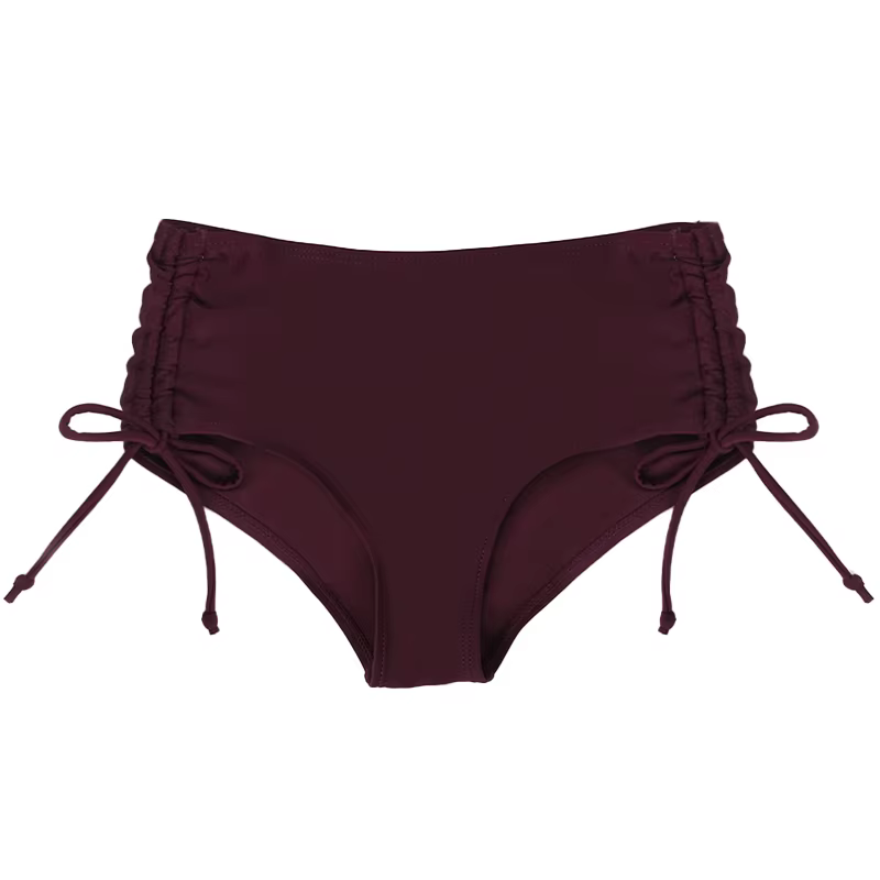 Maillot de bain tanga taille haute pour femmes, bas de Bikini, plage d'été, couleur unie, cordon lat