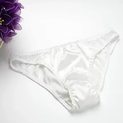 100% soie de mûrier sexy sous-vêtements en dentelle de soie respirant taille basse confortable slip 
