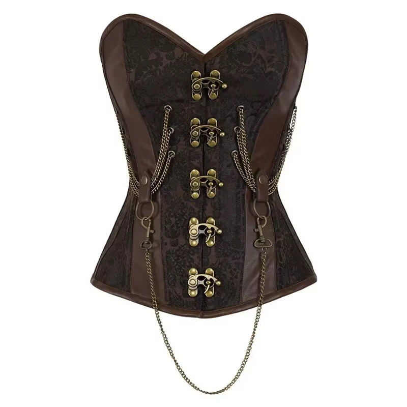 Steampunk Body Shapewear femme marron gothique vêtements corsage Bustier Vintage Burlesque Goth tail
