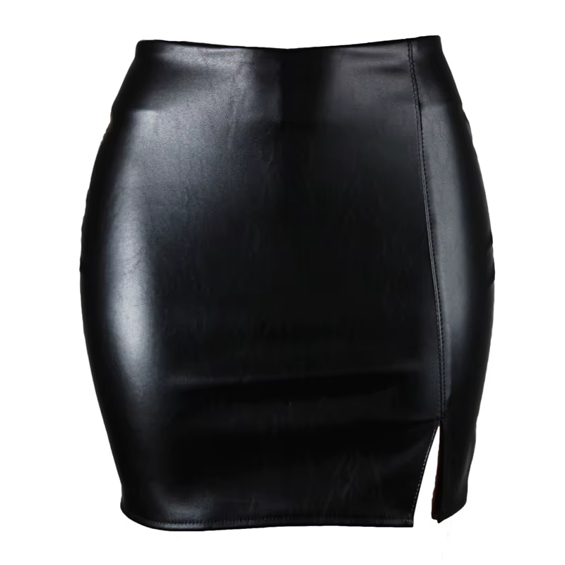 2025 femmes en cuir nuit Clubwear jupes été couleur Pure en cuir PU fermeture éclair Sexy hanche en 
