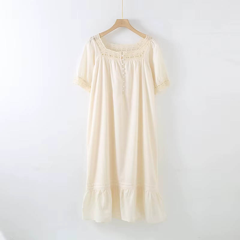 Chemise de nuit à manches courtes et longues pour femmes, robe de maison douce et simple pour filles