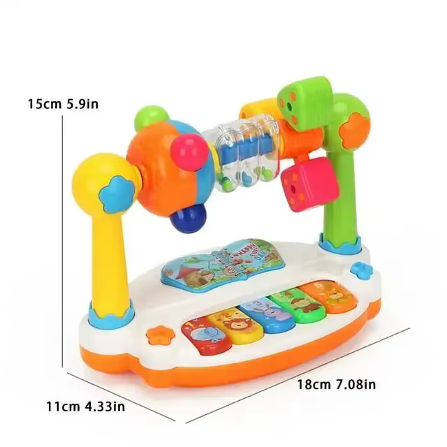 Jouets de piano pour bébé, clavier musical rotatif pour enfants, son lumineux, jouet musical pour le