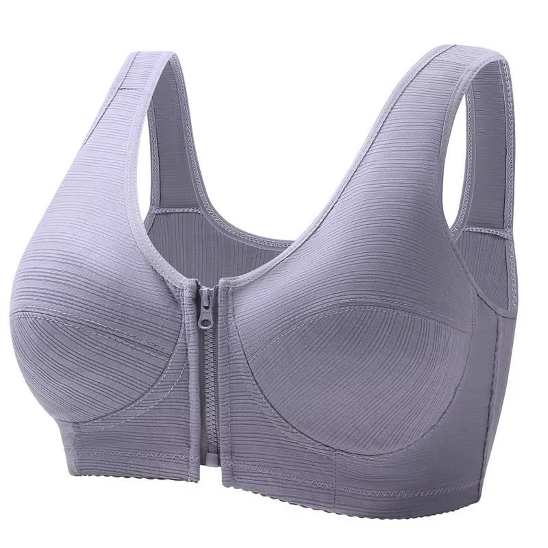 Soutien-gorge sans armatures pour femme, doux et confortable, avec fermeture éclair frontale, sans c