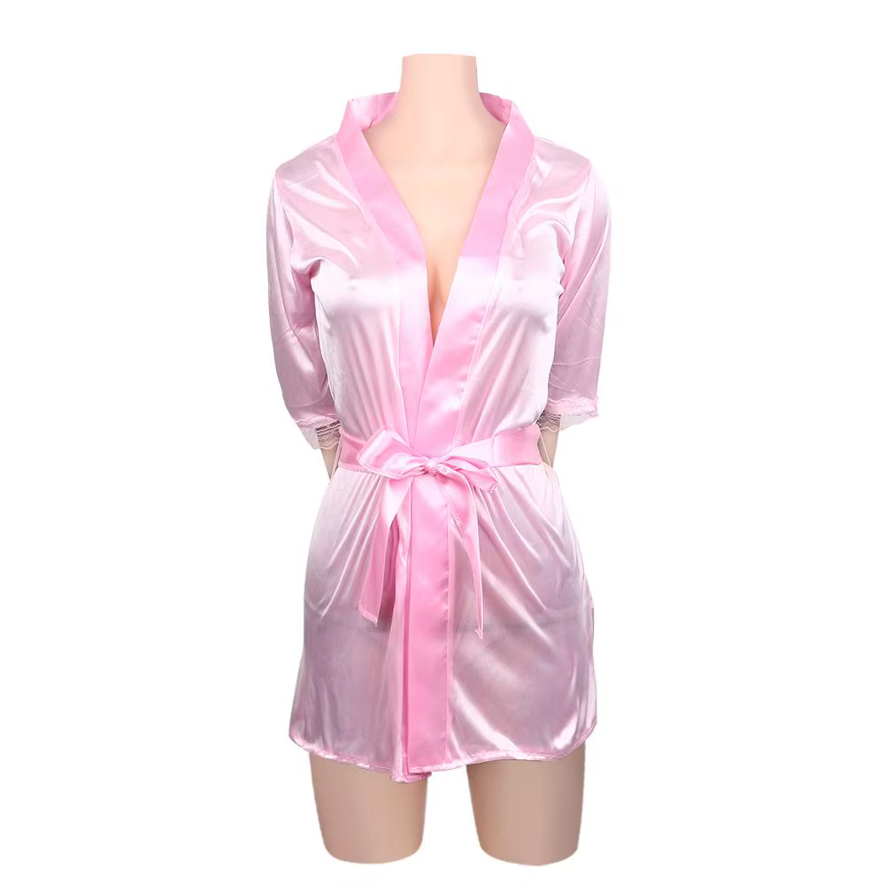 Robe de nuit en satin et dentelle, pyjama, lingerie, sous-vêtements