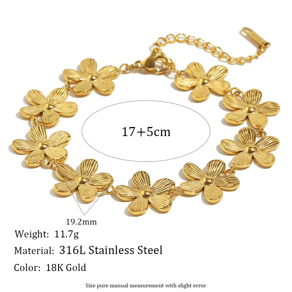 E B belle – Bracelet d'été en forme de marguerite, chaîne plaquée or 18 carats, en acier inoxydable