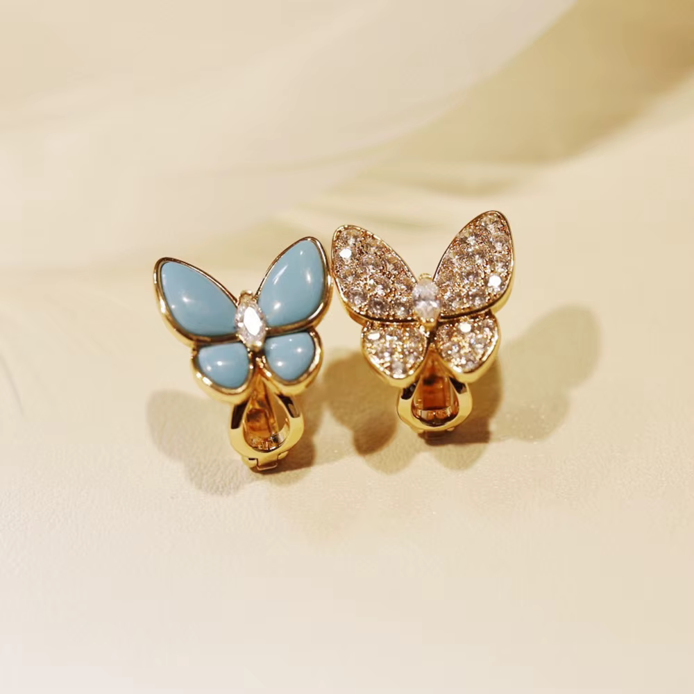 Boucles d'oreilles papillon en argent Sterling 2022 pur, bijoux de luxe, ailes turquoises bleues, De
