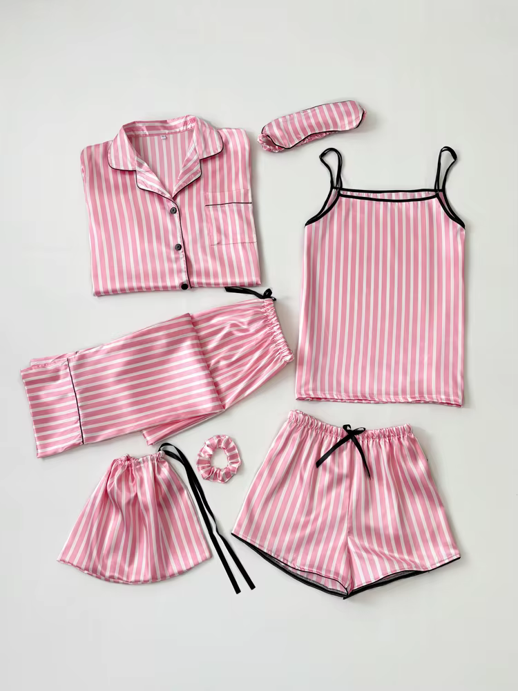 Luxueux imprimé ciel étoilé pour femmes, ensemble pyjama en satin imprimé léopard, haut à col de poc