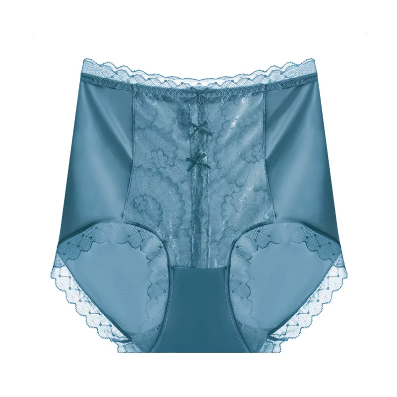 Taille haute dentelle femmes culottes glace soie mince élastique slips Lingerie sans couture luxe so