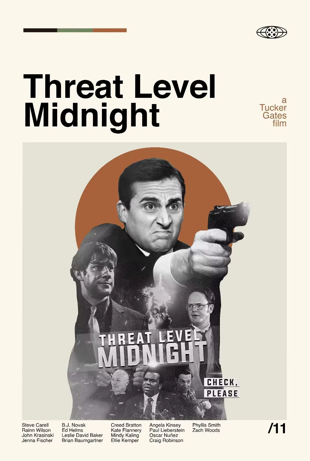 Affiche de film de minuit de niveau de menace, peinture sur toile du bureau Michael Scott, image cla