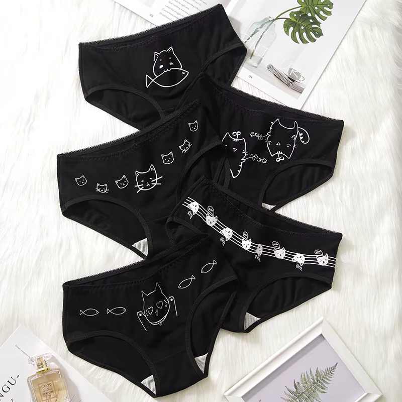 5Pcs / Set culottes Sous-vêtements Femmes Dames Coton Sous-vêtements Filles Briefs Femme dentelle Li