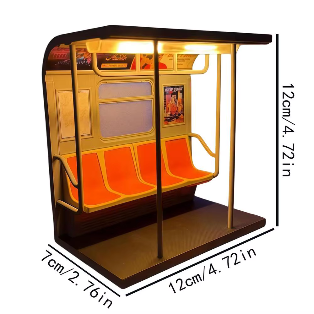 Lampe de Chevet Train Métro, Veilleuse LED Rétro Modèle de Voiture - Lampe de Table Train avec 3 Aff