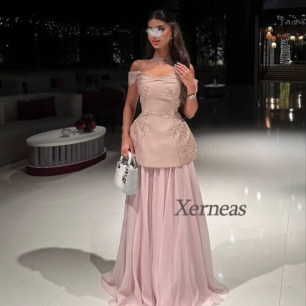 Robes de soirée Corset personnalisées rose pour filles, robe de soirée florale avec des Appliques po