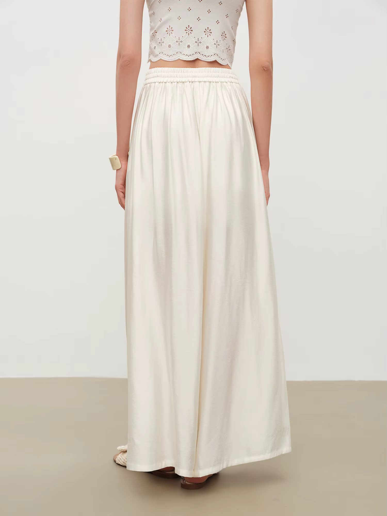 ZIQIAO Culottes amples fluide pour femme, nouvelle collection été 2026, taille élastique, pantalon b