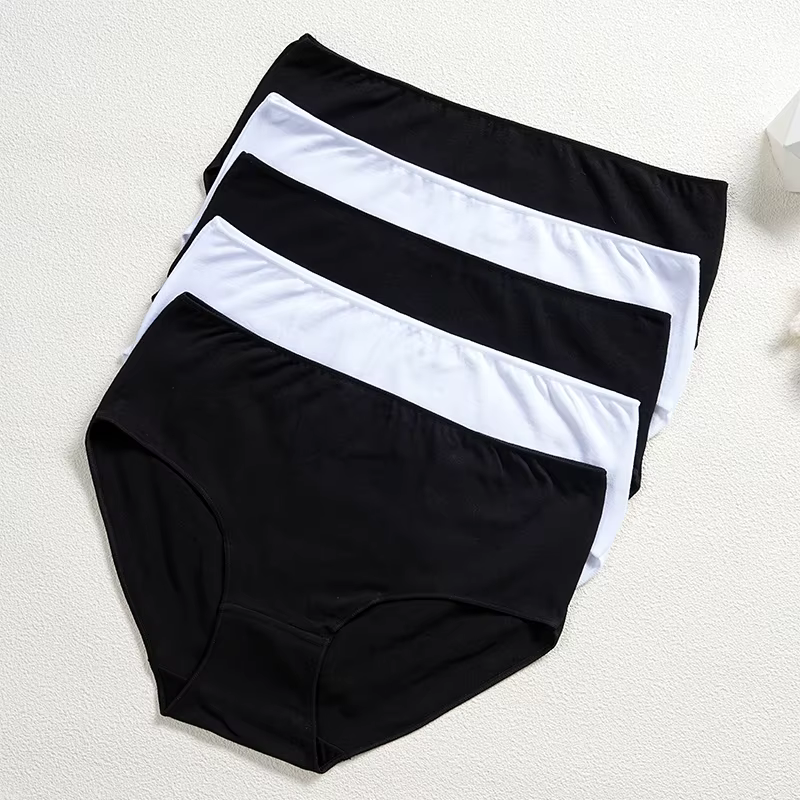 FINETOO 5 pièces culottes en coton femmes taille haute slips sous-vêtements sans couture caleçons re