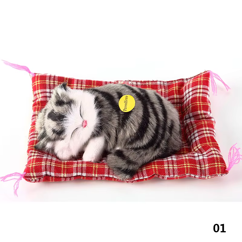 Chats endormis d'animaux mignons de simulation avec son, décor de fête de Noël, décoration de la mai