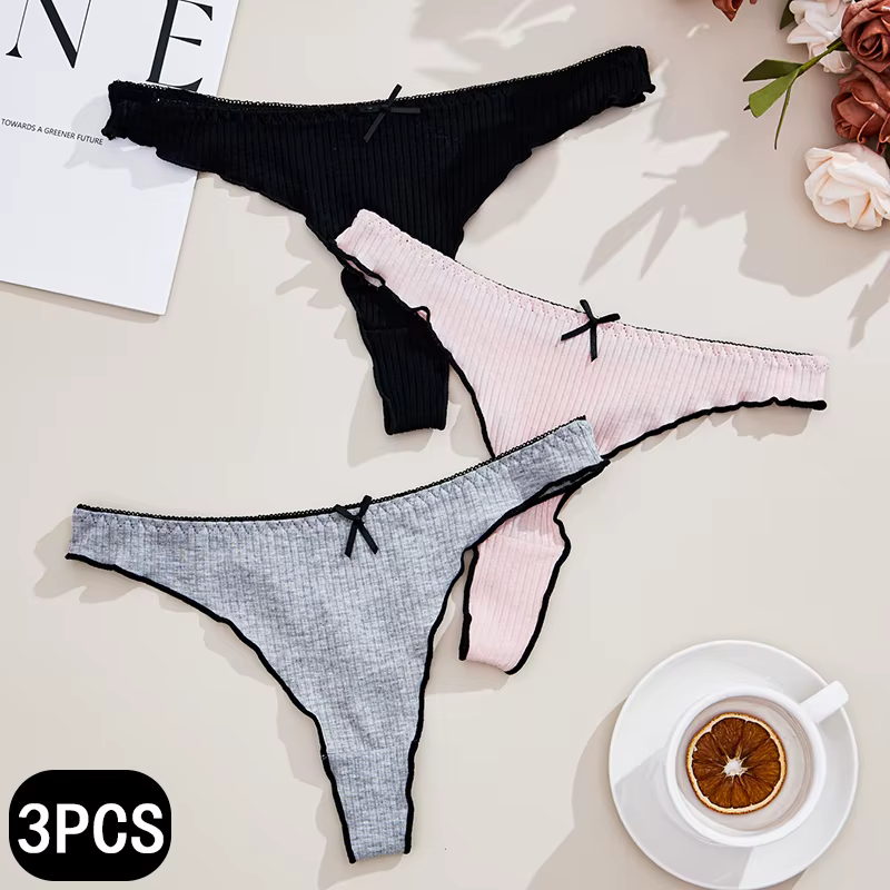 String taille basse pour femme, culotte en coton solide, lingerie sexy, sous-vêtements décontractés,