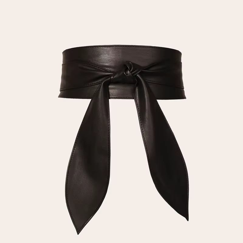 Ceinture Obi large pour femme en cuir PU souple, à nouer, ceinture corset à nouer autour de la taill