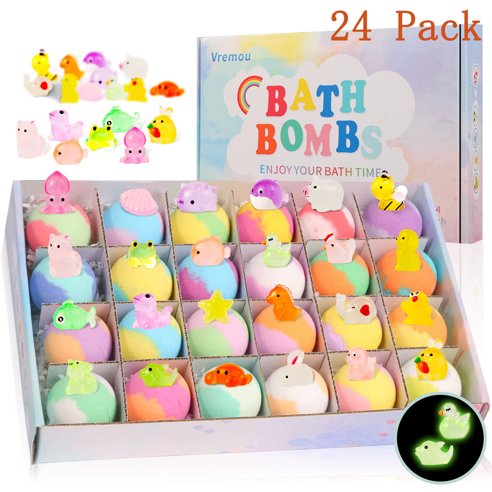 Bombes de bain pour enfants (15 ou 24 pièces) avec surprise à l'intérieur, bombes de bain moussantes