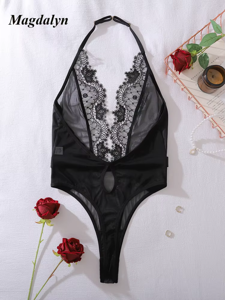 CHILLGIO femmes Sexy dentelle florale barboteuses Lingerie mode élastique érotique une pièce combina