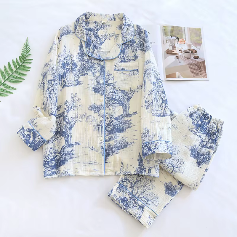 Ensemble pyjama en coton pour femmes, vêtements de nuit, motif Floral, pour salon, cadeau, costume d