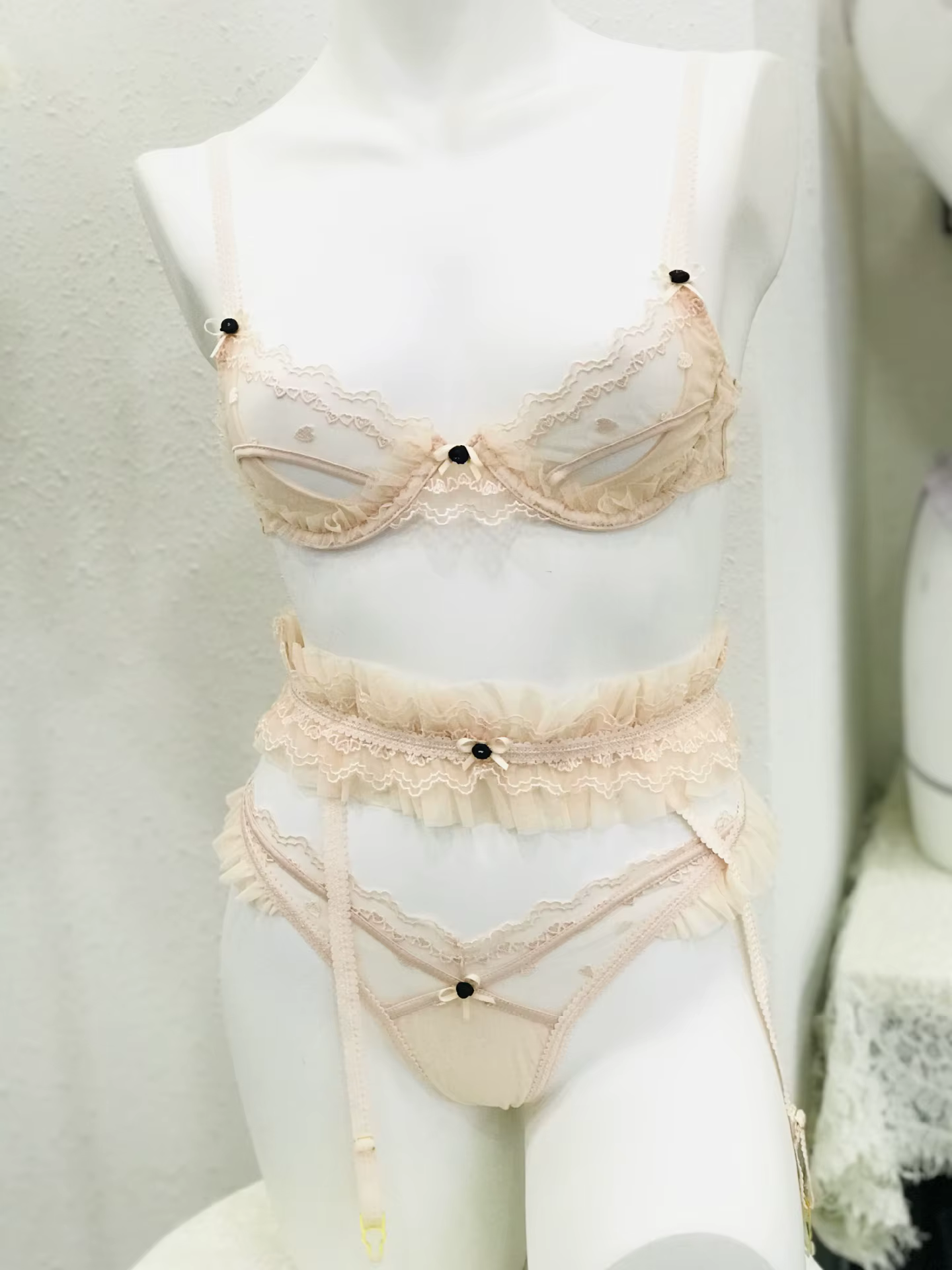 Ensemble soutien-gorge push-up et culotte en dentelle brodée pour femme, sous-vêtements féminins, so