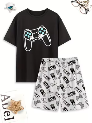 Ensemble pyjama avec manettes de jeu, vêtements d'intérieur confortables pour l'été