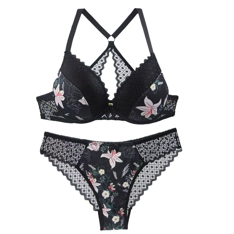 Ensemble de soutien-gorge Push Up Sexy Y-Line, ajouré, 32/70 34/75 36/80 38/85 40/90 42/95 BCED, sou