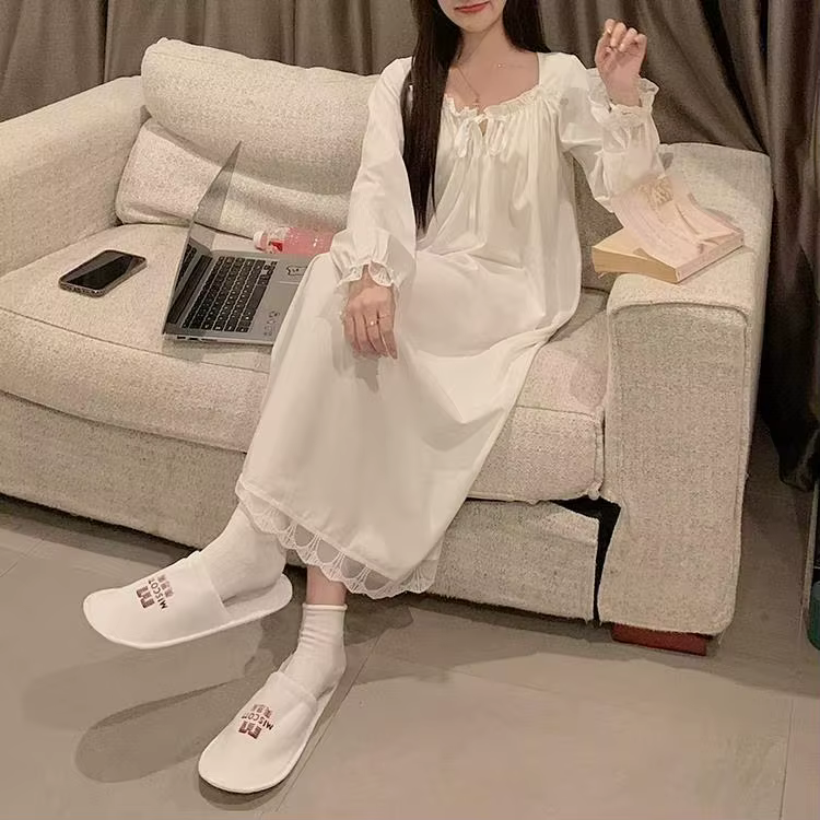 Chemises de nuit décontractées pour femmes, nouvelle robe de nuit à manches longues, grande taille, 