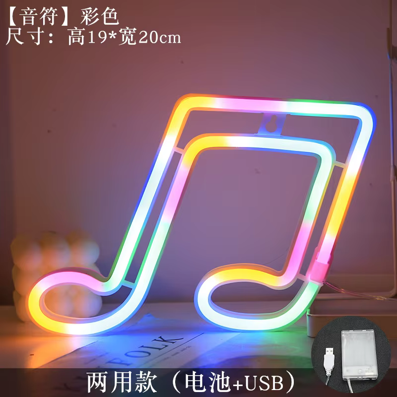 LED Note de musique néon Festival atmosphère décoration lampe au néon brillant pour KTV Bar fête cha