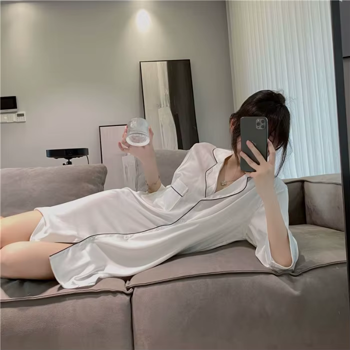 Nouvelle chemise de nuit en soie sexy pour femme, pyjama d'été, chemise de nuit sexy pour femme, vêt