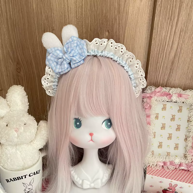 Mignon Lolita dentelle bandeau pour femmes arc cheveux cerceau beaux bandeaux à la main KC cosplay b