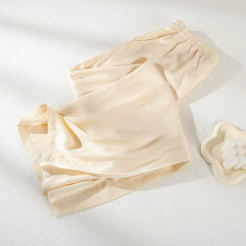 Pantalon de pyjama en Satin pour femmes, décontracté, fin, couleur unie, vêtements de détente, jambe