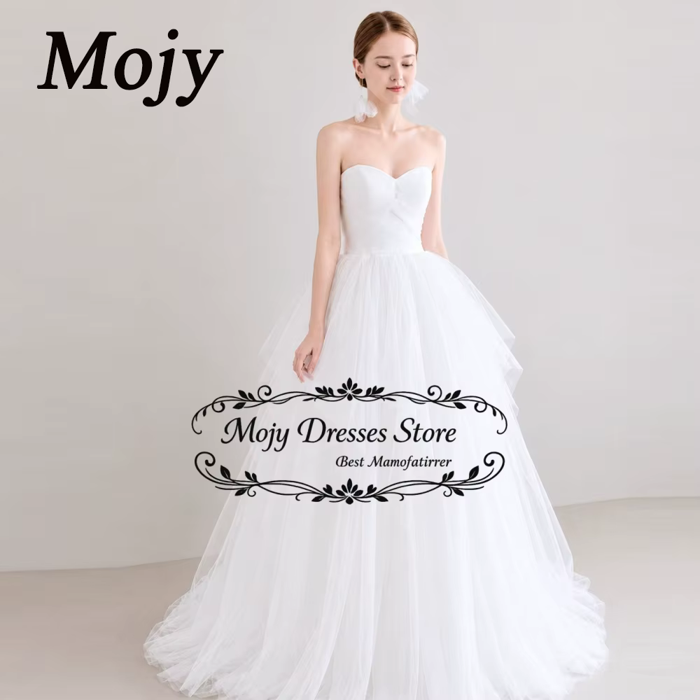 Robe de mariée coréenne Moji Princess A-Line en tulle, sans bretelles, pour séance photo, personnali