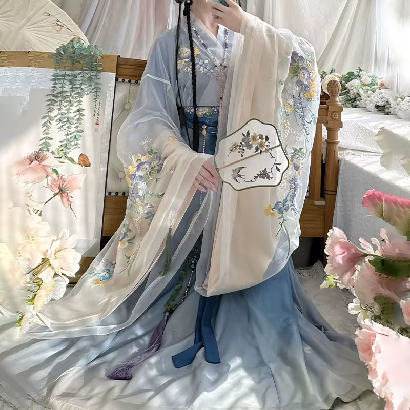 Jupe Ru de la dynastie Tang, robes de fée imprimées florales améliorées pour femmes, robe de soirée