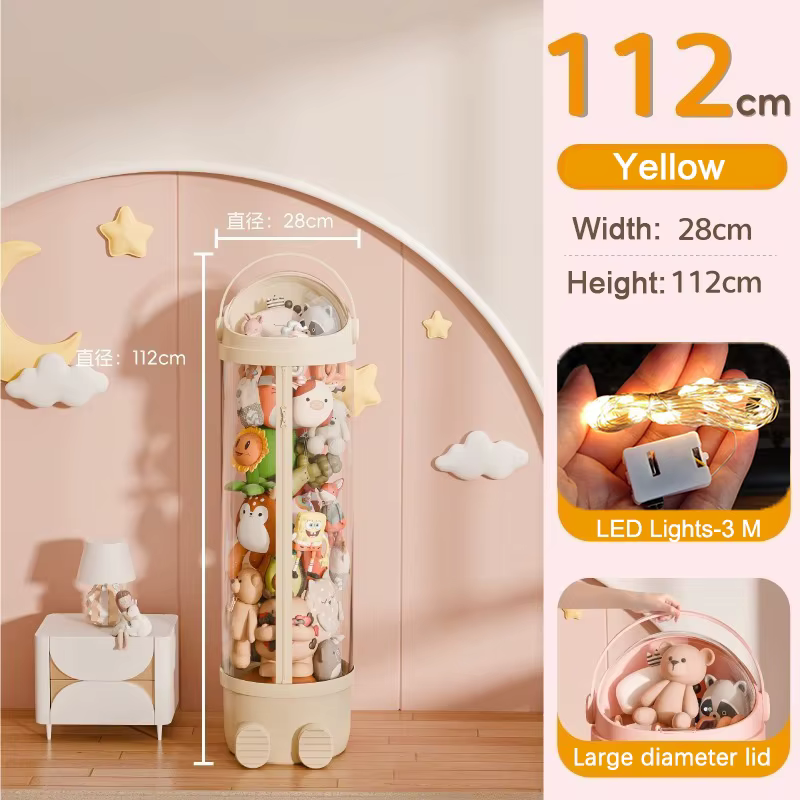 Boîtes de rangement à fermeture éclair pour peluches, transparentes, pour l'organisation des jouets