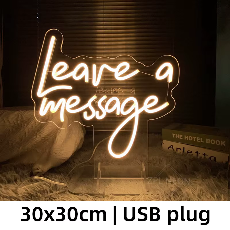 Laissez un Message LED enseigne au néon veilleuse Salon chambre décor mariage livre d'or décor fête 
