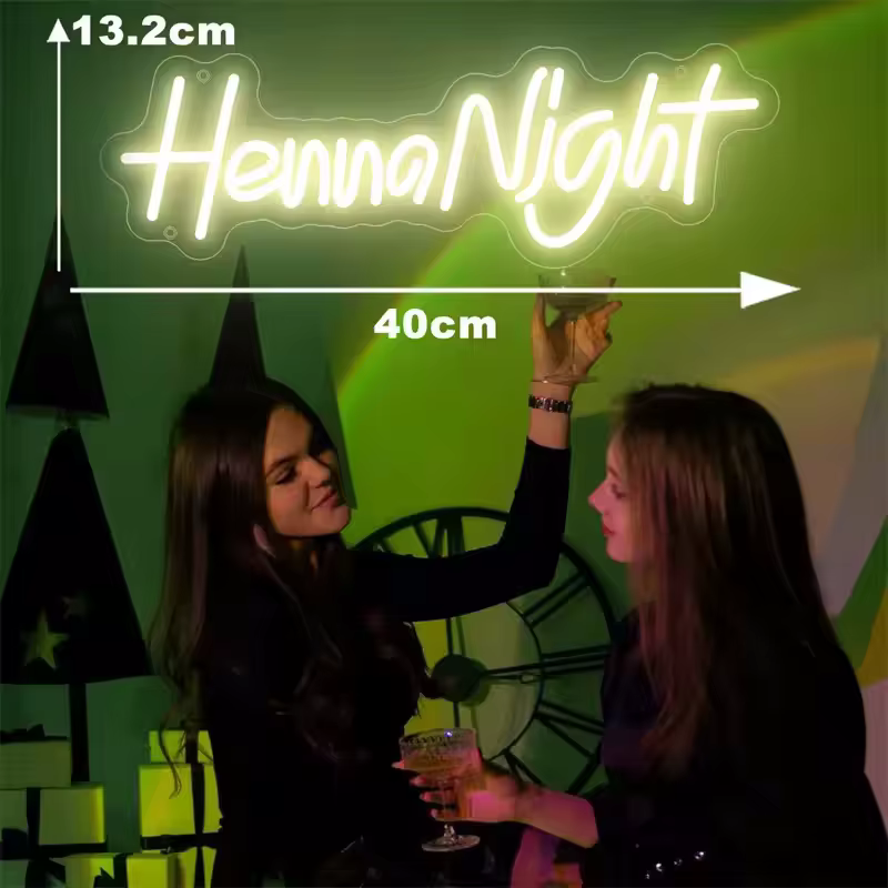 Henné nuit néon LED signes décoration de mariage lumières mariée chambre mur Art décoration lumière