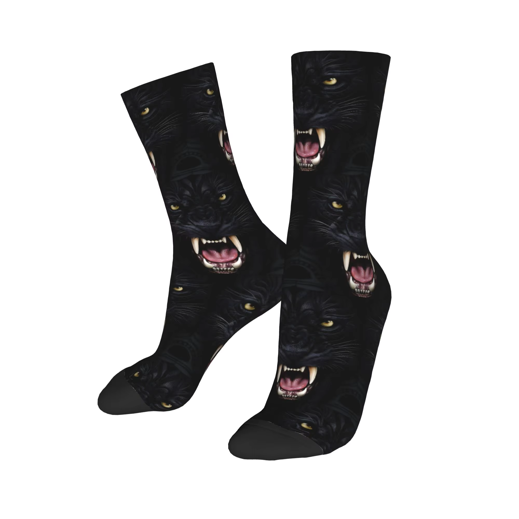 Chaussettes personnalisées pour hommes, panthère noire, tête d'animal Rock, chaussettes unisexes amu