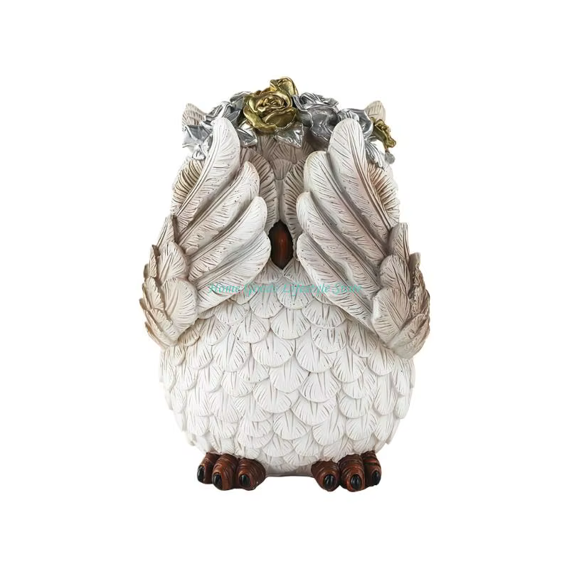 E74E 1 pièce décorations Figurines hibou, Sculptures d'animaux fabriquées pour salon, bureau, étagèr