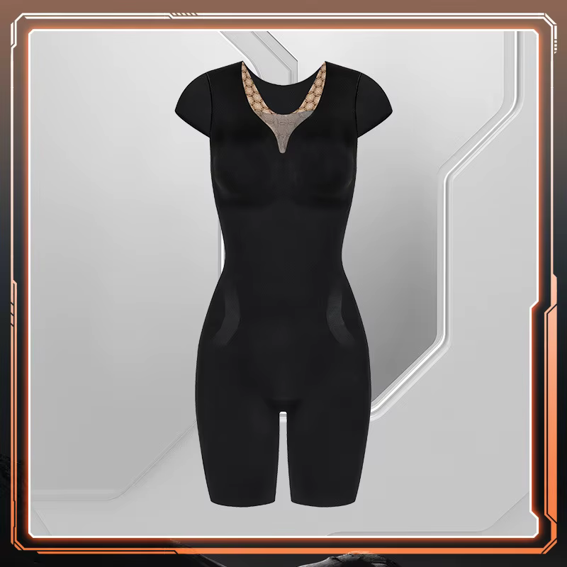 Body gainant amincissant pour femme à taille haute, effet ventre plat, avec manches courtes, respira