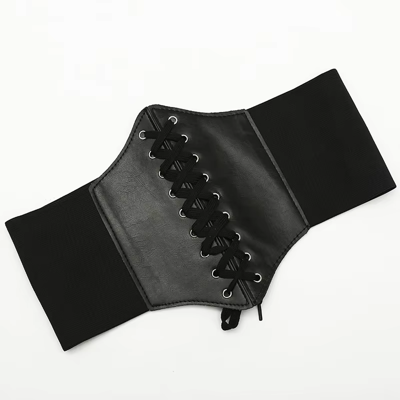 Nouvelle ceinture corset pour femme, haute élasticité, à lacets, large, en cuir, sexy, mode gothique