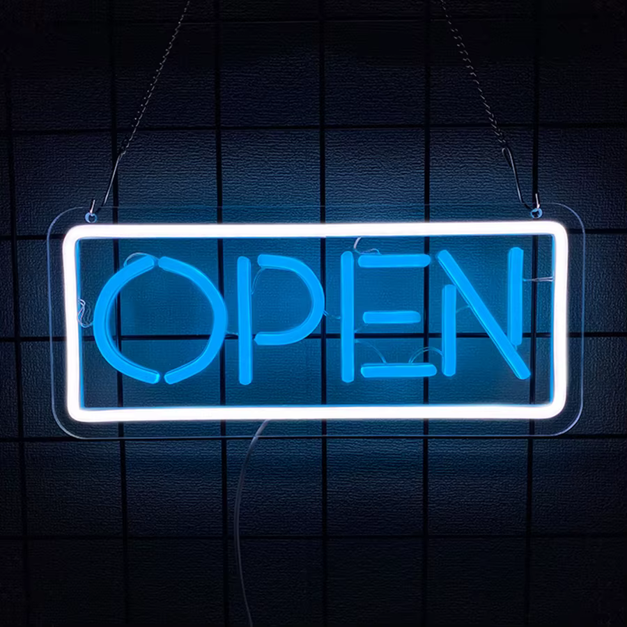 Panneaux ouverts pour les entreprises, panneaux lumineux au néon LED avec interrupteur marche/arrêt