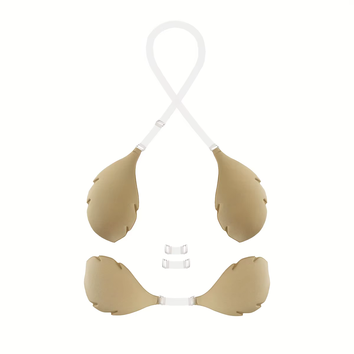 Soutien-gorge Invisible en Silicone avec bandoulière, couvre-mamelon, pétales de poitrine adhésifs r