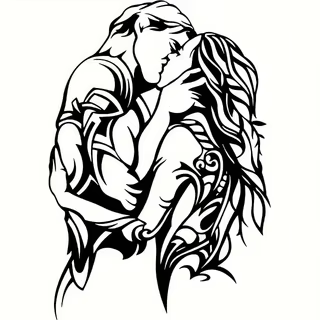 1 pièce d'art mural en métal élégant « Eternal Kiss » - Silhouette de couple italien romantique, ada