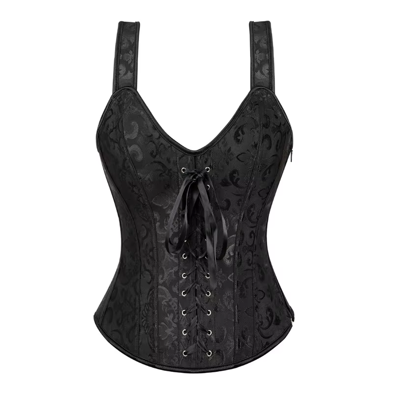 Corset rose pour femmes, bretelles, haut bustier Sexy, gilet, fermeture éclair, Lingerie, grande tai
