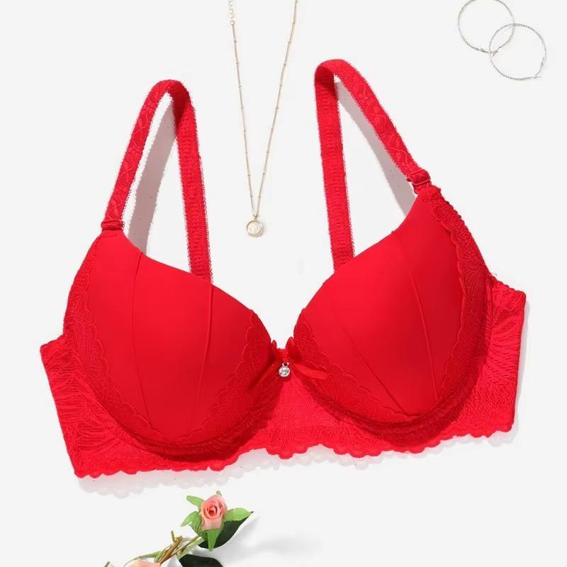 Beauwear-Soutien-gorge brodé à fleurs vertes, avec pendentif, push up, avec rembourrage en mousse, à