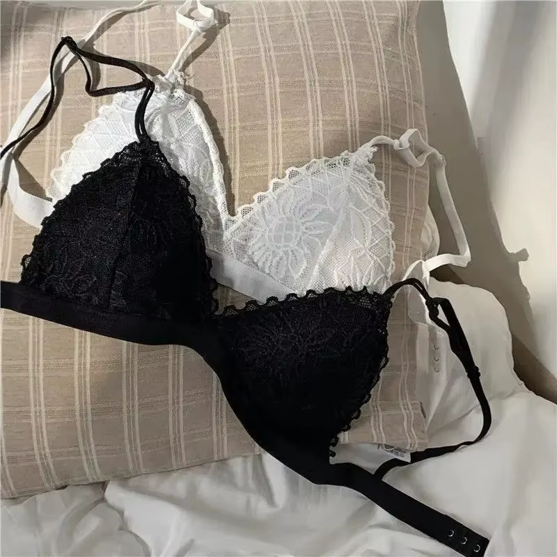 Bralette Triangle en dentelle française sans anneau en acier, soutien-gorge sans couture, Sexy pour 